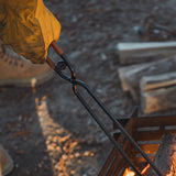 Carbon Steel BBQ Camping Firewood Clip Outdoor Campfire Tongs with Leather Handle