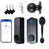 Keyless Entry Smart Waterproof Door Lock - 5 in 1 (TTlock App, IC Card, 150 Codes, Electronic Fingerprint)