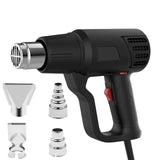 Black Color 220V Heat Professional Hot Air Gun Adjustable Temperature 60-600 ℃ 4 Nozzles for DIY Stripping Paint Shrinking