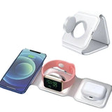 Magnetic smartwatch charger, fast charging station, iPhone 15 14, 15W foldable wireless charger holder
