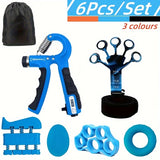 6pcs/set Hand Grip Strengthener Kit, Finger Exerciser, Grip Strengthener, Adjustable Hand Gripper, Forearm Strengthener