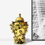 Porcelain Ginger Temple Jar - Ceramic Vase with Lid for Collection & Storage