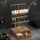 Wooden Bracelet & Base Box Storage 4-Tier Necklace Earrings Watch Jewelry Display Hanging Organizer Holder