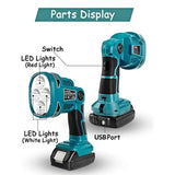 9inches 12W 1120LM Cordless LED Work Light Lamp Outdoor Camping Portable Flashlight for 14.4V-20V Li-ion Battery