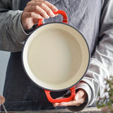 1pc 20.32cm Enameled Cast Iron Skillet, Orange & White Small Cast Iron Skillets, Cast Iron Frying Pan, Enameled Skillet Pan