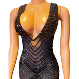 2024 Summer New Fashion Deep V Sexy Sleeveless Mesh Perspective Temperament Wrapped Hip Evening Dress