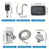 1Set High Pressure Square Rain Shower Head, High Pressure Handheld Shower, Equipped 149.86cm Extra Long Hose, 3-Way Diverter, Adhesive Shower Head Holder, Extention Shower Arm, Top Shower Head Set, Bathroom Accessories (Chromium Plating)