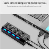 Multi Splitter Use Power Adapter 4/7 Port Multiple 2.0 Expander USB 3.0 Hub with Switch 30CM Cable