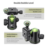 Ballhead Panoramic Camera Ball 1/4In QR Plate Double Bubble Level Head for Tripod Monopod Slider Payload 8kg