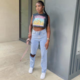 Women's Printed Sleeveless Short T-shirt