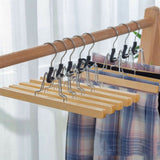 10 Pcs Grade Wooden Pants Clips Non Slip Skirt Hanger With 360° Swivel Hook