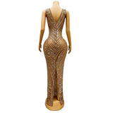 Banquet Style Fashionable Sexy Waist Tight Deep V Evening Party Personalized Dress