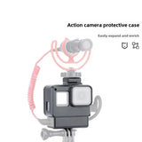 V2 Vlog Action Camera Case GoPro Hero 7 6 5 Black with Cold Shoe Mount for External Microphone+Pro 3.5mm Mic Adapter