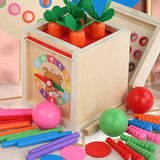 6-In-1 Wooden Montessori Kit Object Permanence Play Set With Coin Box Carrot Harvest Shape Sorter Ball Drop Toy Durable