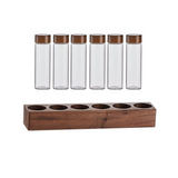 Storage Tubes Coffee Bean Cellar Wooden Display Stand and Funnel Espresso Accessories