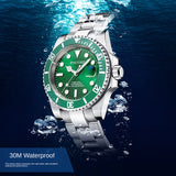 PINTIME Men's Watches Automatic Mechanical Wristwatches Waterproof 30m Luxury Stainless Steel Material Calendar Luminous Relogio