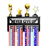 Never Give Up Hanger with Shelf - Easy Install Carbon Steel Trophy and Medal Display Shelf,B