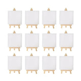 12pcs Artists 5 +3 x3 inch Mini Canvas Set Painting Kids Craft DIY Drawing Small Table Easel for School