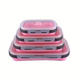 4pcs, Collapsible Food Storage Container Silicone Lunch Box Outdoor Travel Lunch Box, Travel Accessories