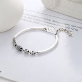 S925 Sterling Silver Cube Sugar Swivel Stitching Bracelet