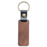 Wood Laser-Engraving Blanks Leather Strap Keychain Rectangular Key Chain