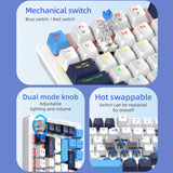 Multifunctional Knob Wired nical Keyboard,82 Keys 21keys,Full Key Hot-Swap,Cool Backlight,Bluetooth/2.4G/USB for PC Laptops