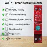 Tuya WiFi Intelligent Circuit Breaker Single Phase Digital Display Metering Switch Voltage Current Protective Device Compatible
