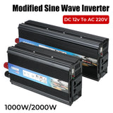 DC 12v To AC 220V with USB Charger Modified sine wave inverter Power Inverter 1000W 2000W Car Voltage Converter