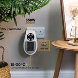 1pc, Upgraded Smart Wall Space Heater 500W / 800W Portable Electric Small Heater With Adjustable Thermostat And Timer, Overheating Protection, LED Display, Security Heater For Office Dorm (White-500W)