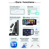 9.3Inch Car Multimedia Player with Optional Camera No Installation Required Support Wireless Carplay Android Auto Mirror k