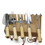 6pcs stainless steel material garden set tools with wooden handle and canvas bag