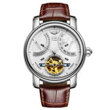 GUANQIN New Tourbillon Mechanical Luxury Watch For Men Calendar Week Display Waterproof Men's watches Steel shell Leather Watch