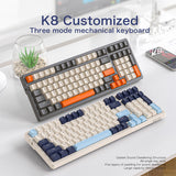 K8 2.4G Wireless Bluetooth-compatible Wired Three-mode nical RGB Backlight 100 Keys Hot Swappable Gaming Keyboard