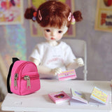 Miniature Bag 5Pcs Cute Zipper Backpack Doll Accessories For 15-30Cm Dolls,Dollhouse School Supplies