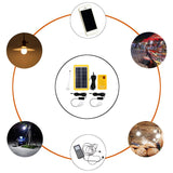 3W Solar Panel Emergency Kit - 4-Head USB Charger Cable & 2 LED Bulbs for Outdoor Camping & Hiking