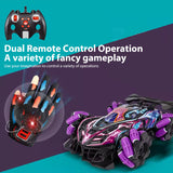 Dual Remote Drift Rc Led Light Music 2.4g Gloves Gesture Radio Control Spray Stunt Car 4wd Electric Children Toys