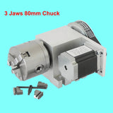 Center Height 65MM 4 Tailstock 4th A Rotary Axis 3/4-jaw 80mm 100mm Chuck CNC Inde Head NEMA 23 57 Stepper Motor