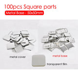 50x50mm Square Parts - 50 Sets Fridge Magnets Consumables & 100 Sets DIY Badge Button Pins Materials for Art Crafts