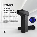 X3 Mini Violent 130000RPM Powerful Blower LED Turbo Jet Fan 52+M/S High Speed Brushless Motor for Keyboard Car Cleaner