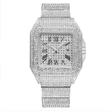 Ice Out Square Watch for Men Fashion Quartz Wristwatches Luxury Diamonds Watches Waterproof Silver Leisure Reloj Hombre Business
