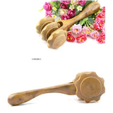 Sandalwood three-wheeled hand back, leg, abdomen, fiess camphor wood massager, wooden roller massage