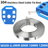 304 Stainless Steel Cable Reel Width 6.4/8/10/12mm Strapping Metal Tie Pipee Marine Hoop Belt Electric Box Sign Board