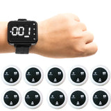 Restaurant Pagers Beeper Wireless Calg System Watch Wrist Clock Receiver Vibration Bell Button For Service Cafe Bar Hookah