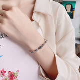 S925 Sterling Silver Cube Sugar Swivel Stitching Bracelet