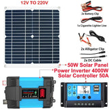 12V to 110/220V Panel System 18V 50W Solar Panel+50A Controller+6000W Modified Sine Wave Inverter Power Generation Kit