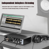 Interface Recording Portable Professional Sound Card with Loopback Monitor 48V Phantom for Audio Equipment Guitar
