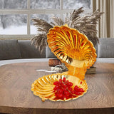 Gold Shell Plate - Multifunctional Fruit & Snack Serving Tray for Candy, Nuts. Dining Table Decor.