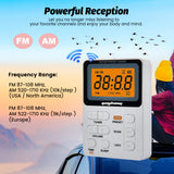 Portable Radio AM/FM Pocket Radio with Rechargeable Battery LED Display 3.5mm Earphone Support Manual/Auto Save Station