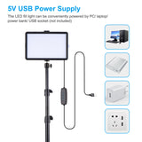 Andoer 2 Pack USB LED Kit with 3200K-5500K Fill Dimmable 67.7" Light Stand for Video Conference Live Streaming