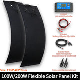 200W 100W Flexible Panel Kit 18V Cell 10A-100A Controller for Mobile Phone Car RV Camping Solar Plate Charger